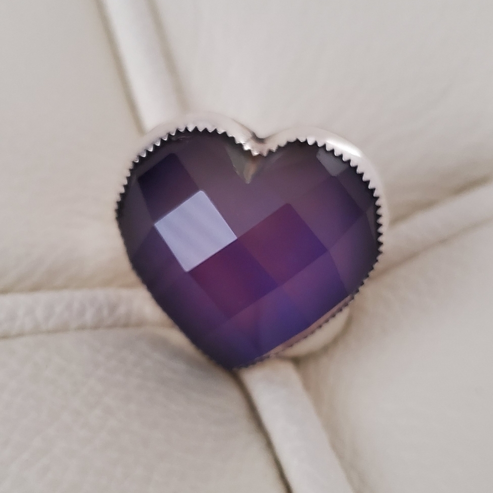 Faceted Mood Heart Sterling Ring